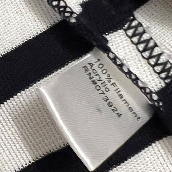 Ming Wang Women's PM Navy Blue White Striped Knit Cardigan Petite Nautical Sail - Picture 9 of 13